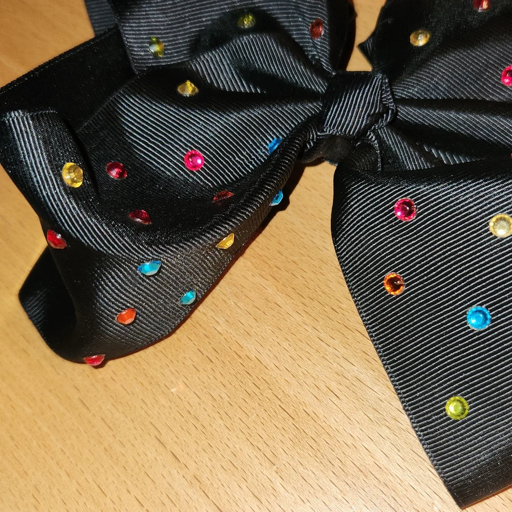 3 fo 15 Bundle Jojo Siwa Dance It Out Black Bow with Colored Gemstones
